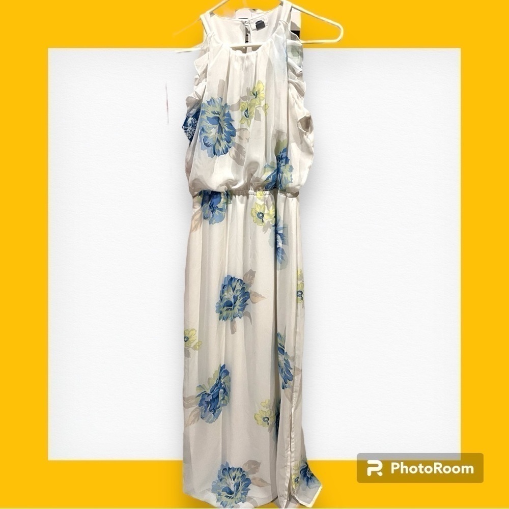 Old Navy Maxi Dress Floral Ruffle Keyhole Halter Medium